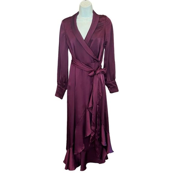 MAC DUGGAL 12506 Faux Wrap Dress in Wine NWT Size 0 - Picture 4 of 7